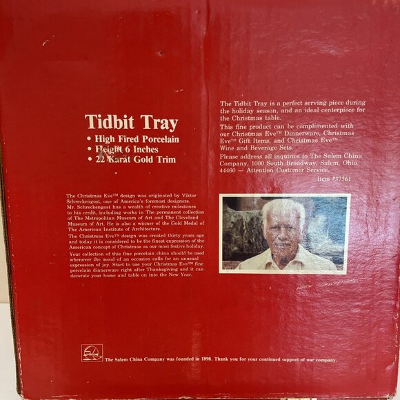 Salem Christmas Eve Single Tier Tidbit Tray Christmas Tree 24K Gold Trim Retired - Picture 3 of 8